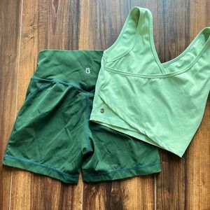 Green Size Medium Buff Bunny Shorts and Crop Top Set